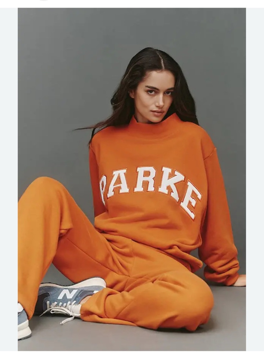New in Bag Parke Varsity Heritage Sweatshirt in Amber and White